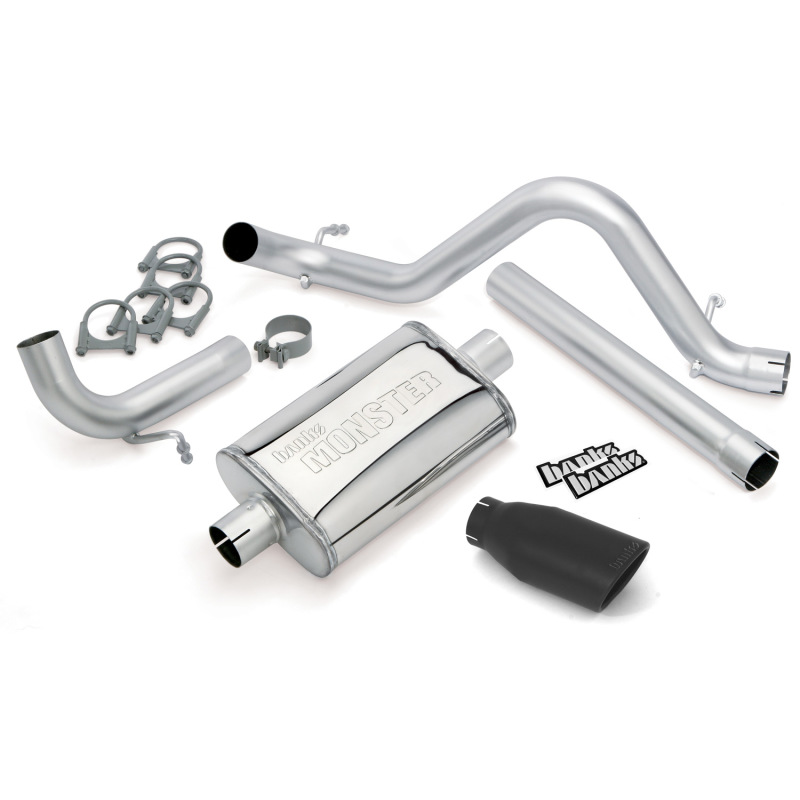 Jeep Wrangler Unlimited Performance Exhaust - Banks Power - Monster, Single Exit, Black Tip - Black - `12-`18